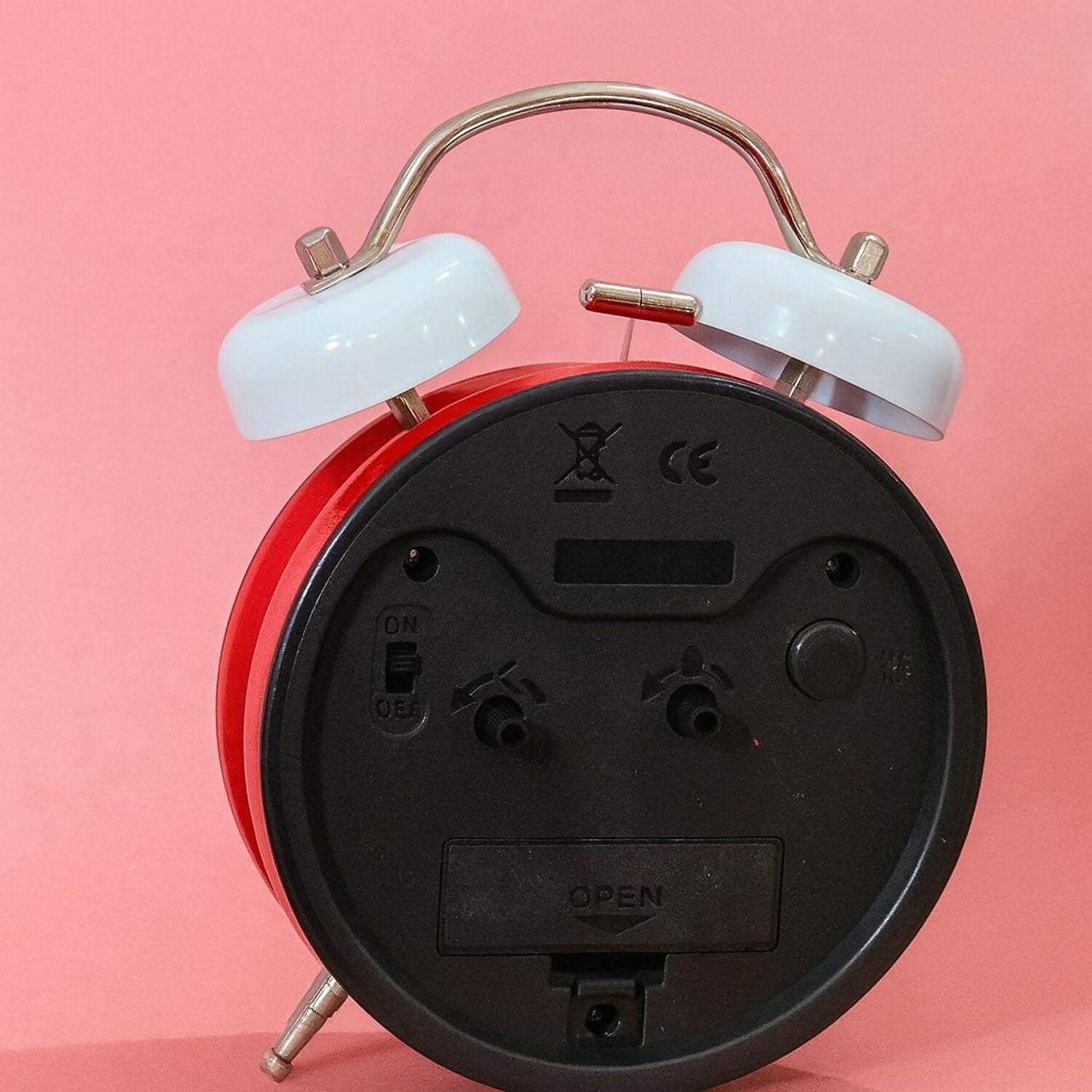 Red Twin Bell Alarm Clock with Colorful Numbers & Loud Ring for Heavy Sleepers