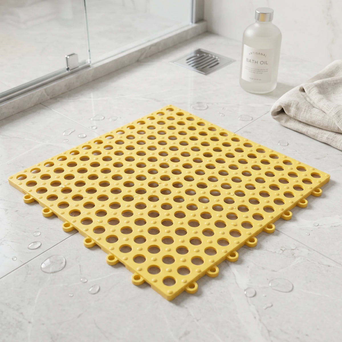 Water-resistant anti-slip mat for bath and shower floors