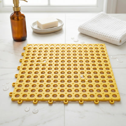 Durable safety mat with interlocking design for bathroom and pool safety