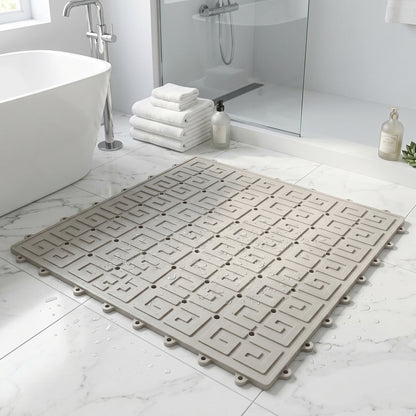 Interlocking design of bathroom safety mats for customizable coverage