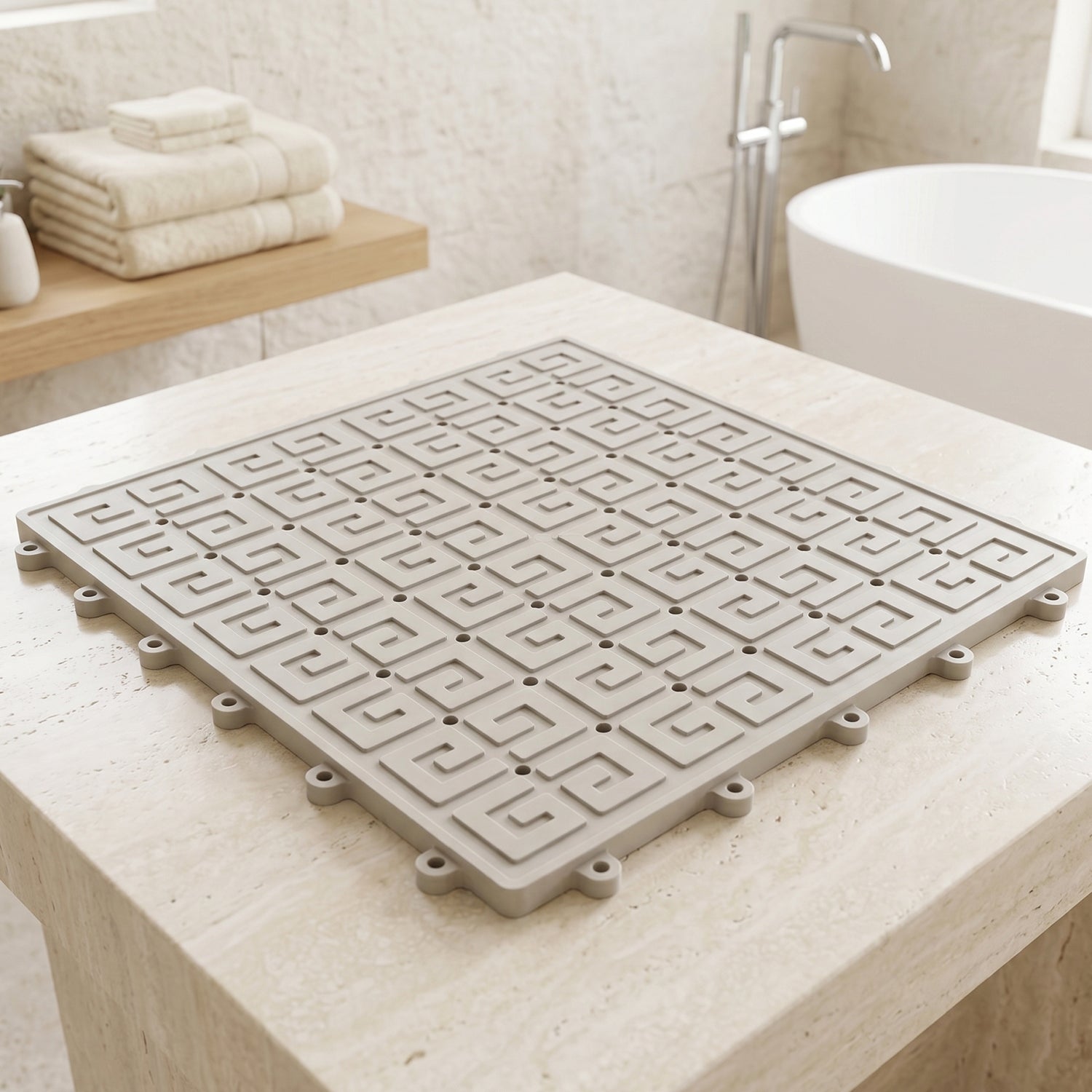 Safe and slip-resistant bathroom floor mat with drainage holes