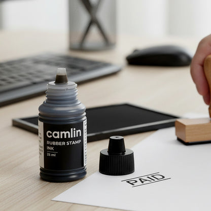 Camlin Rubber Stamp Ink Black – 25 ml Bottle for Clear & Sharp Impressions