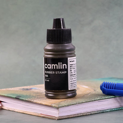 Camlin Rubber Stamp Ink Black – 25 ml Bottle for Clear & Sharp Impressions