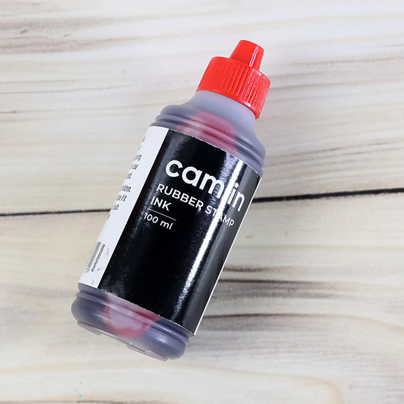 Camlin Rubber Stamp Ink Red – 100 ml Bottle for Bold & Clear Impressions