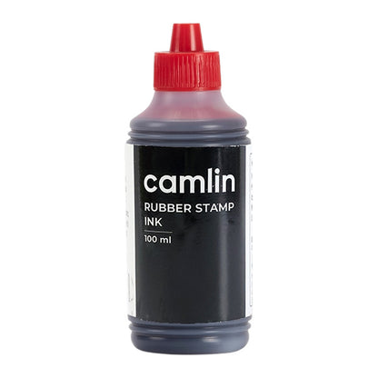 Camlin Rubber Stamp Ink Red – 100 ml Bottle for Bold & Clear Impressions