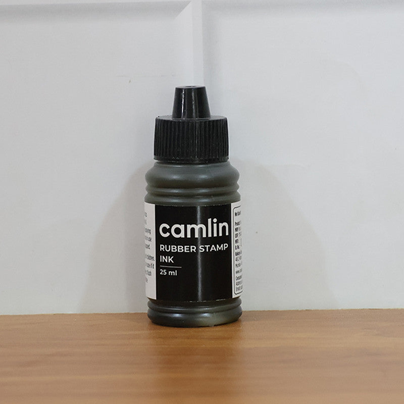 Camlin Rubber Stamp Ink Black – 25 ml Bottle for Clear & Sharp Impressions