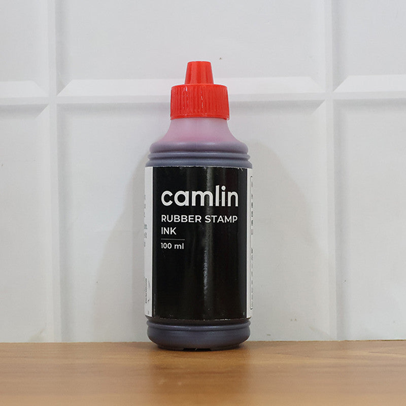 Camlin Rubber Stamp Ink Red – 100 ml Bottle for Bold & Clear Impressions