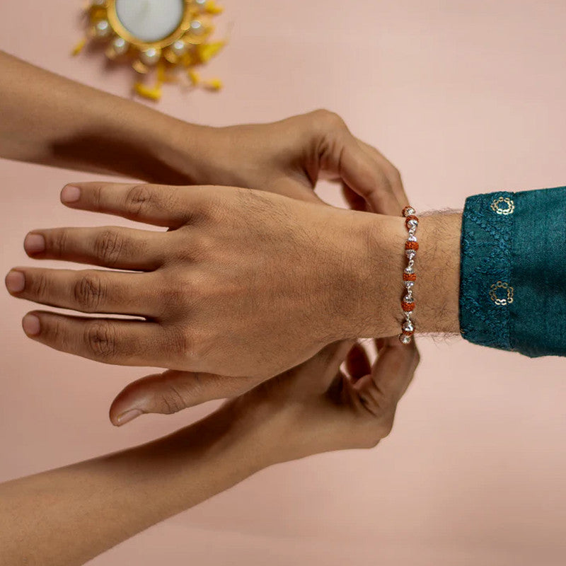 Silver Finish Rudraksha Bead Bracelet for Spiritual Daily Wear