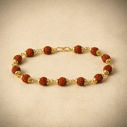 Gold Finish Rudraksha Bead Bracelet for Spiritual Daily Wear