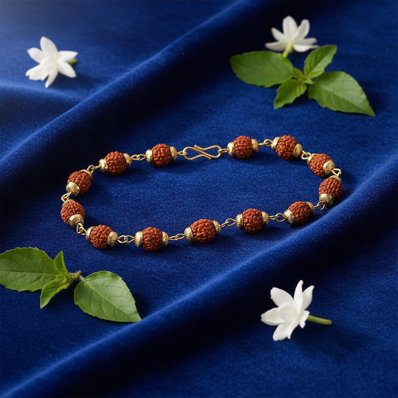 Gold Finish Rudraksha Bead Bracelet for Spiritual Daily Wear