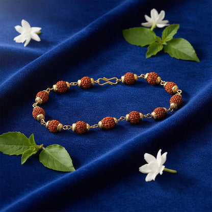 Gold Finish Rudraksha Bead Bracelet for Spiritual Daily Wear