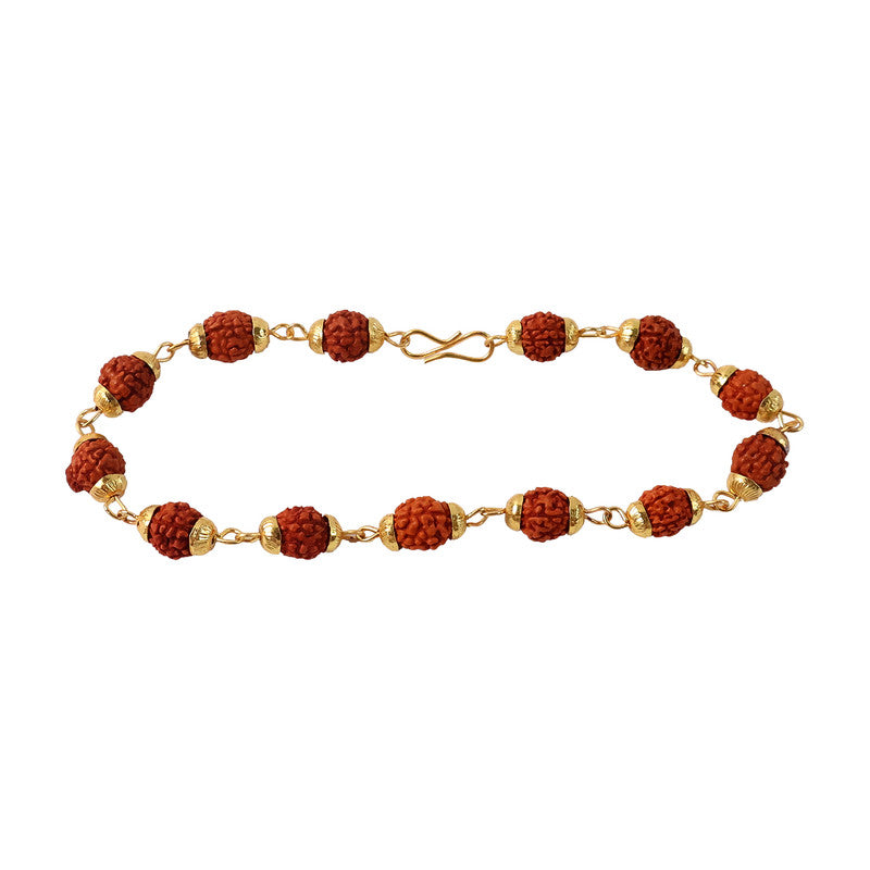 Gold Finish Rudraksha Bead Bracelet for Spiritual Daily Wear