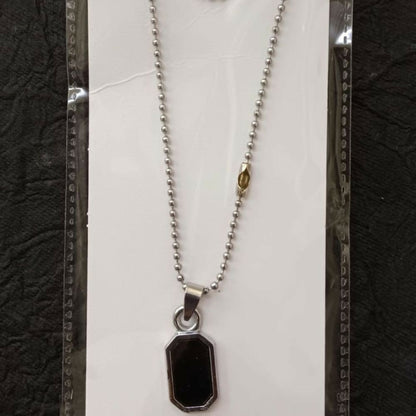 Octagon Shape Black Inlay Pendant Necklace for Men