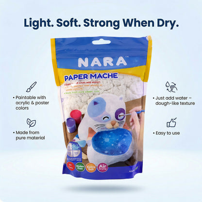 NARA Paper Mache Craft Dough Kit – DIY Sculpting, Painting & Air Dry Art Set for Kids