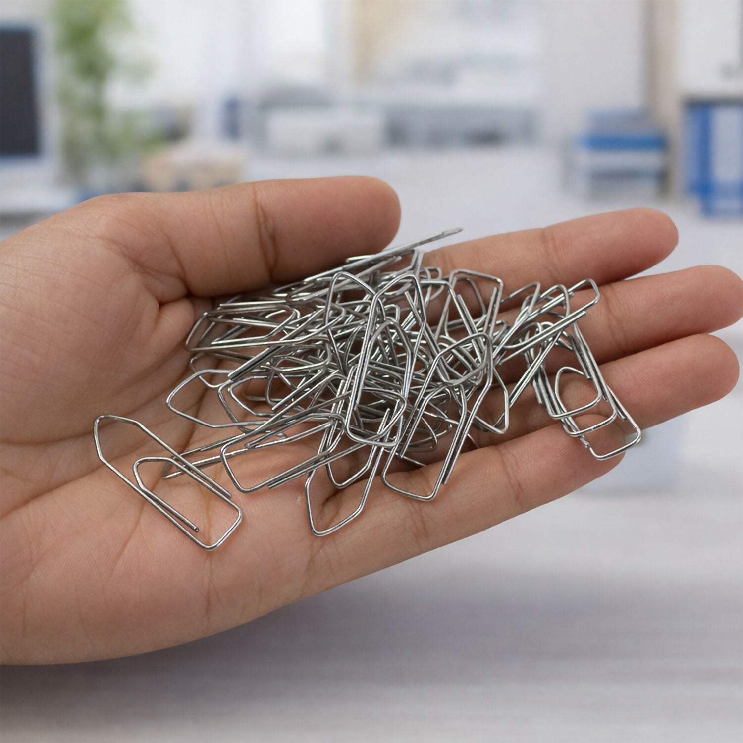 Nickel Plated Paper Clips Strong Metal Wire Clips for Office, School and Home Use (70 Pcs)