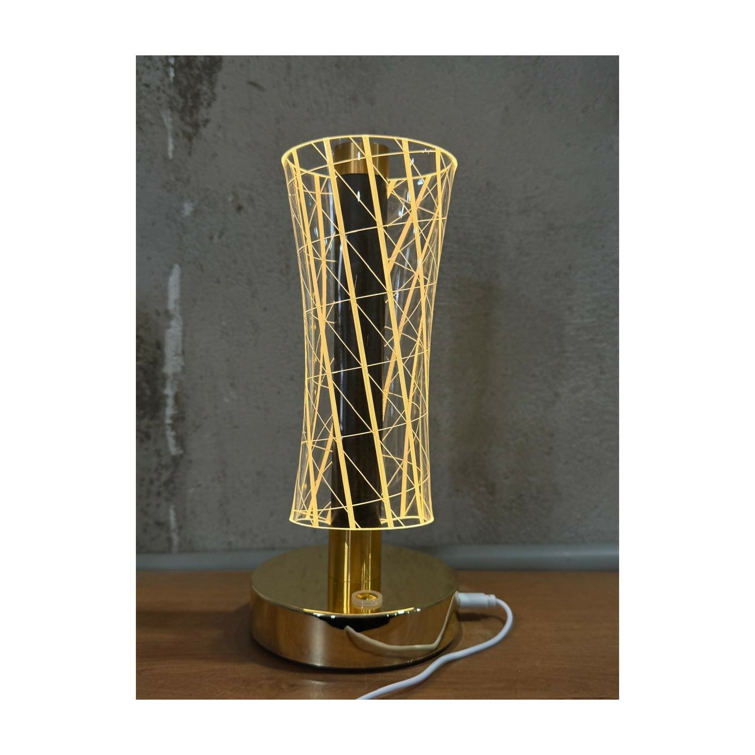 3D Illusion Geometric Vase Shape LED Table Lamp with Touch Control – Dual Color Warm White & Golden Glow Night Light for Bedroom, Living Room, Office & Modern Home Décor Gift