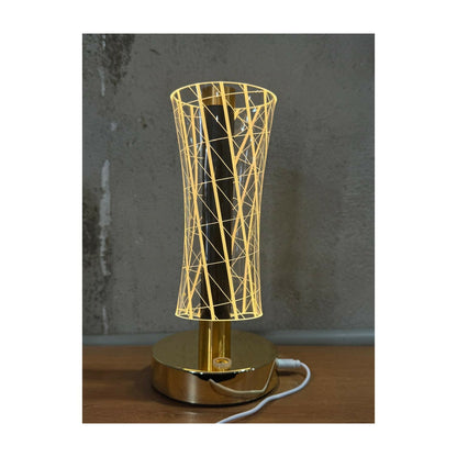 3D Illusion Geometric Vase Shape LED Table Lamp with Touch Control – Dual Color Warm White & Golden Glow Night Light for Bedroom, Living Room, Office & Modern Home Décor Gift