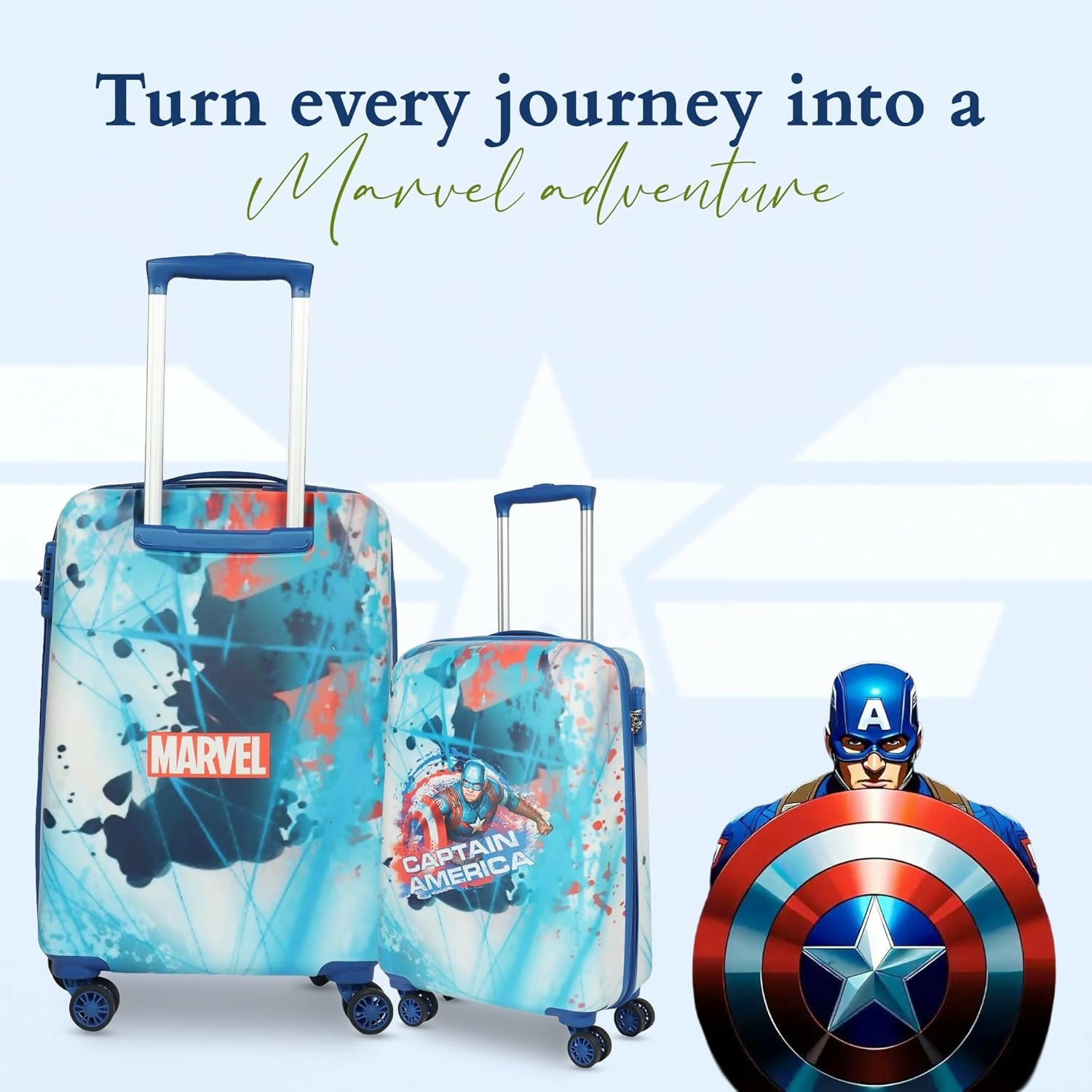 Novex Marvel Captain America Kids Polycarbonate Trolley Bag for Boys Travel Luggage with Spinner Wheel (22 Inch)