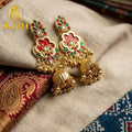 Traditional Red Stone Jhumka Earrings – Ethnic Jewelry for Women