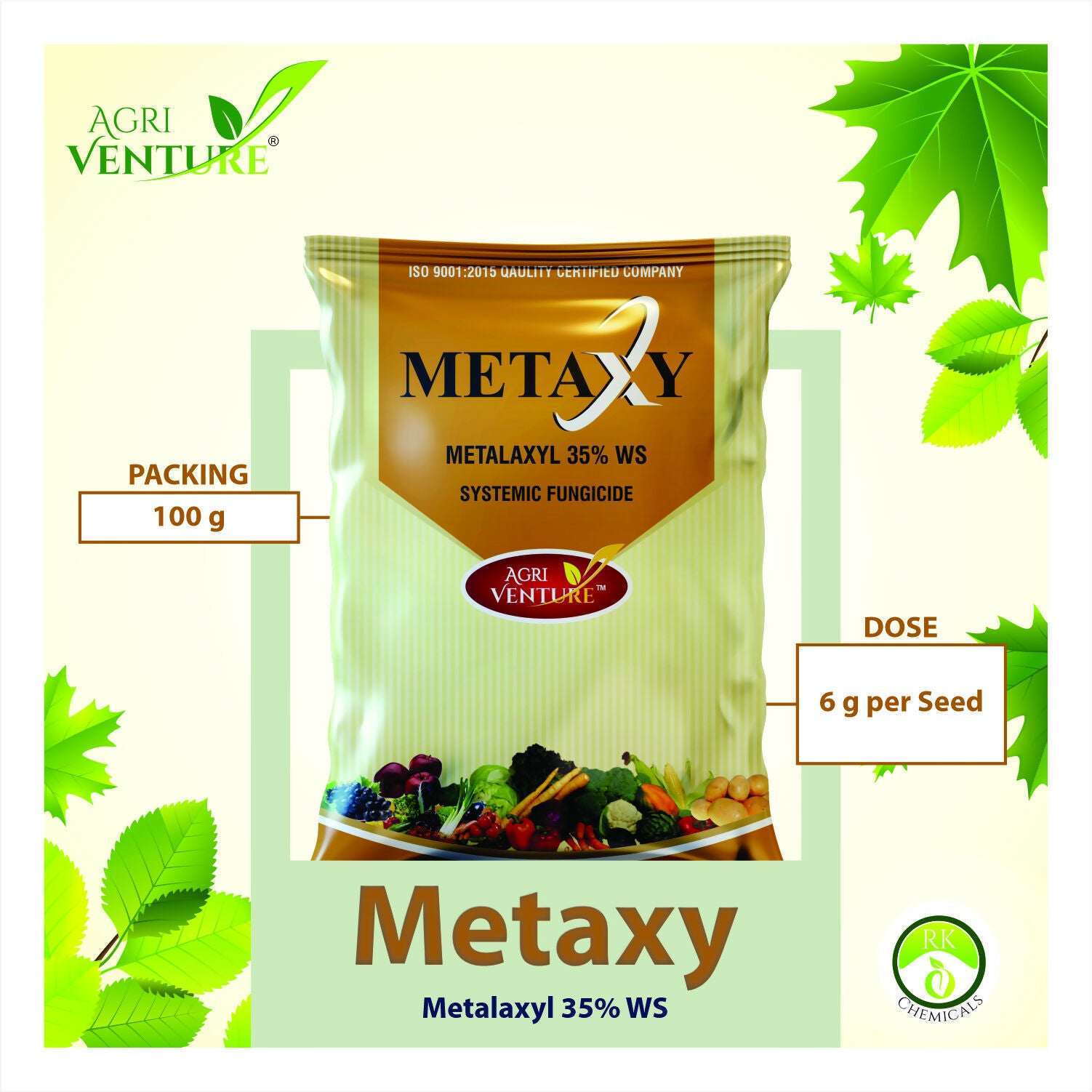 AgriVenture METAXY ( Metalaxyl 35% WS ) Systemic Fungicide, Control Of Downy Mildew (100Gm)