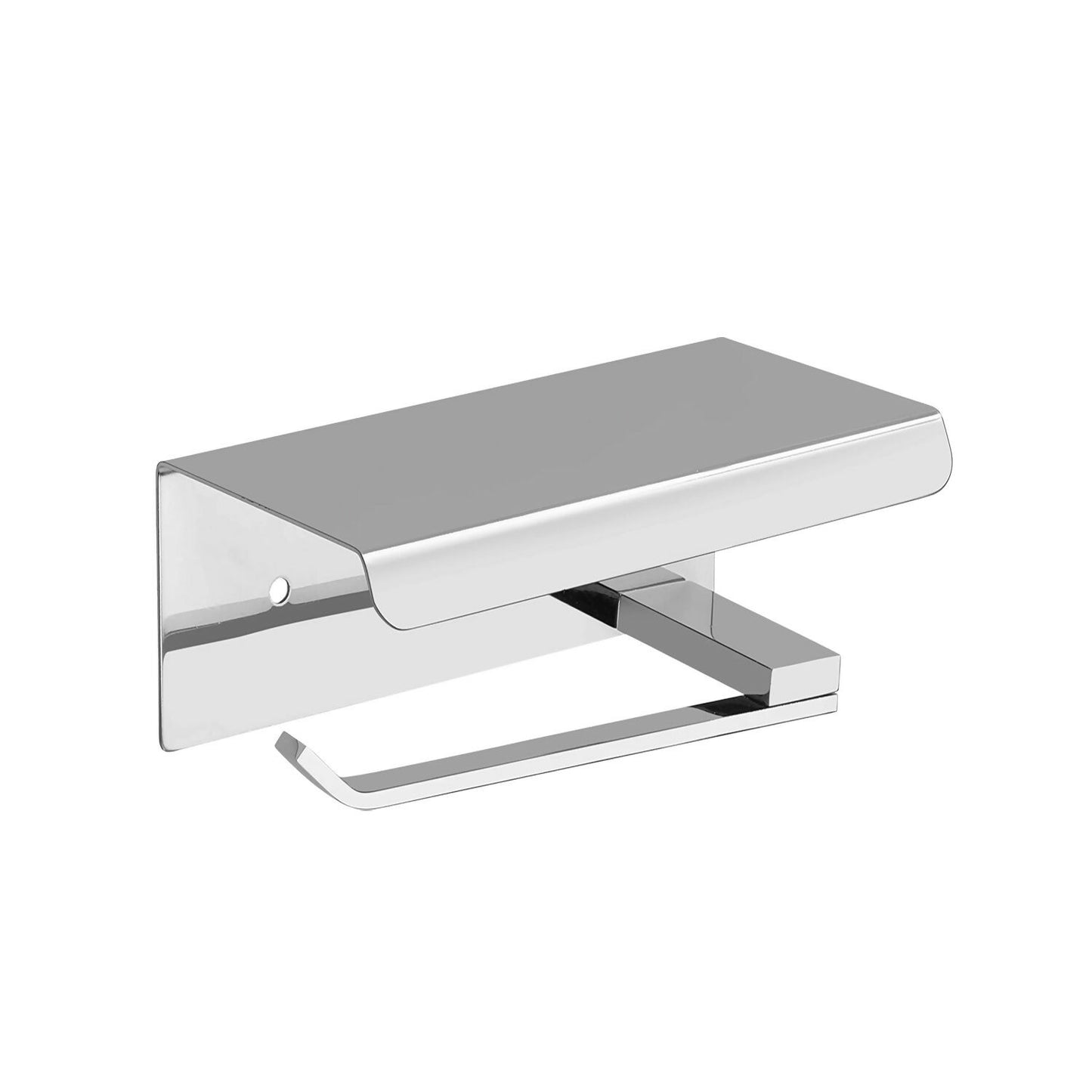 Stylish stainless steel toilet paper holder with shelf and easy installation