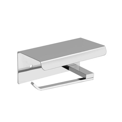 Stylish stainless steel toilet paper holder with shelf and easy installation