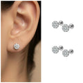 Silver Plated AD Flower Cluster Stud Earrings – Combo Pack of 2 Pairs
