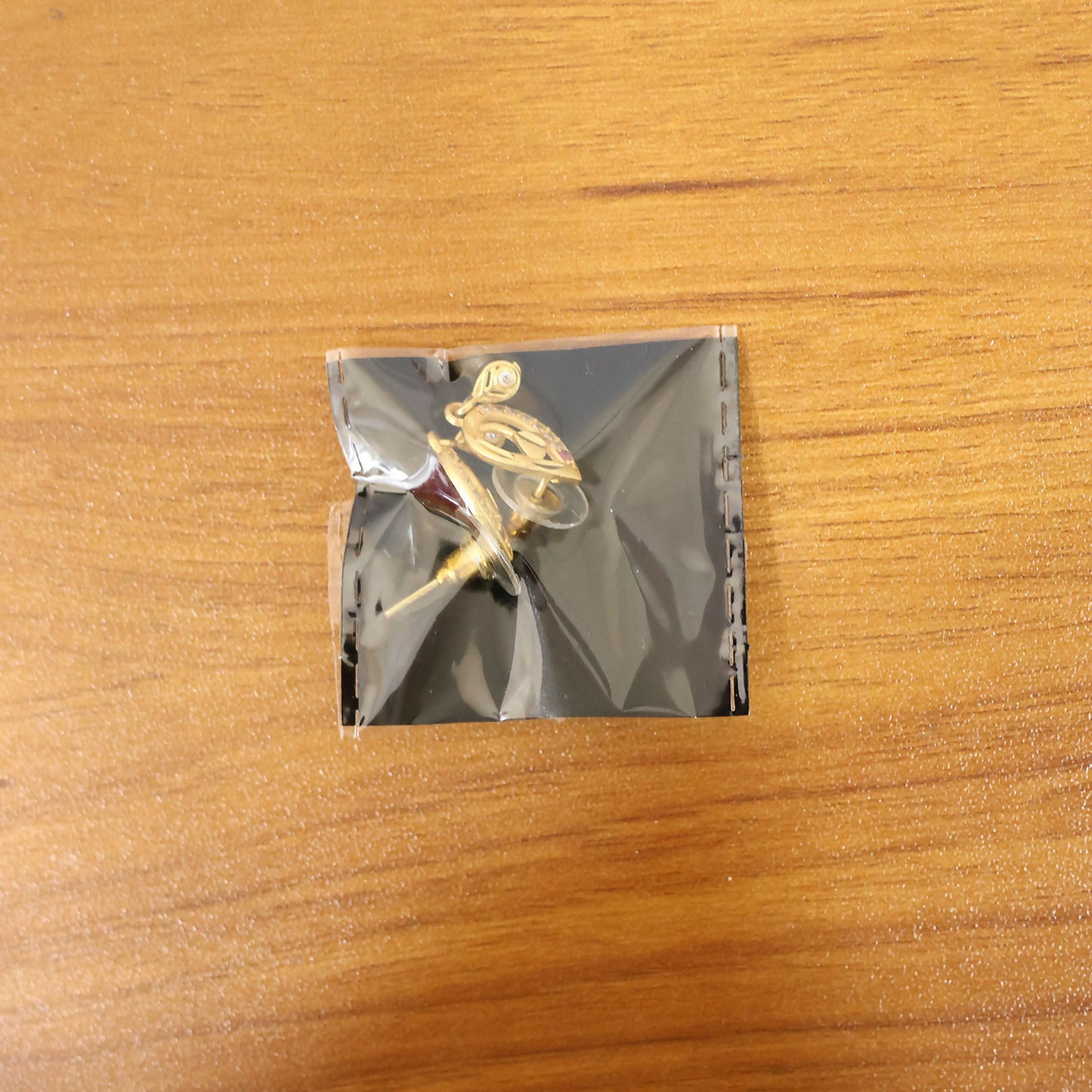 Ruby Blossom Teardrop Leaf Drop Gold and Stone Earrings