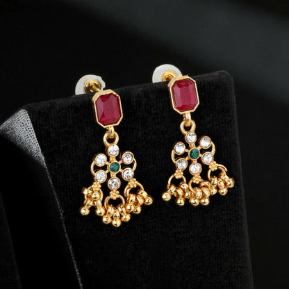 Gold-Plated Black Enamel Lotus Choker Set with Pearl Drops