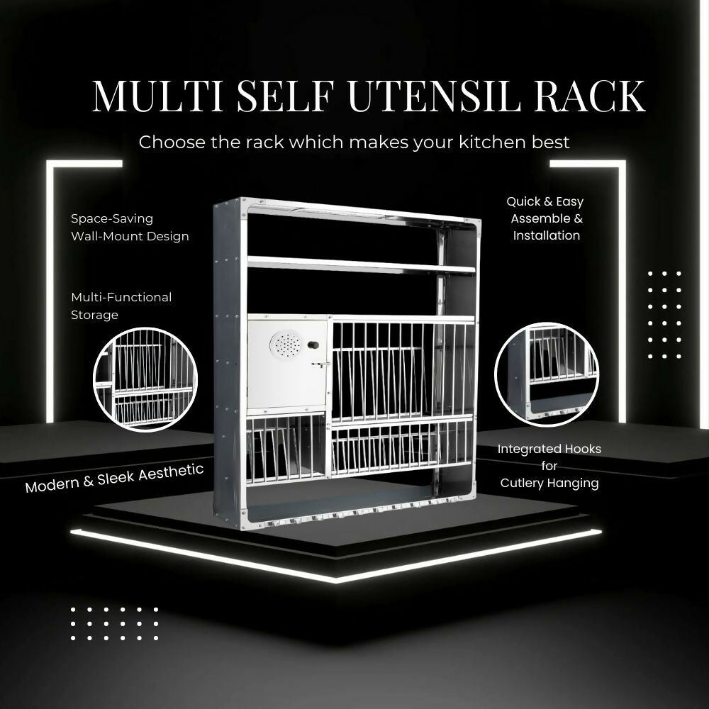 Wall-Mounted Stainless Steel Dish Rack – Heavy-Duty 35×45 cm Storage Organizer
