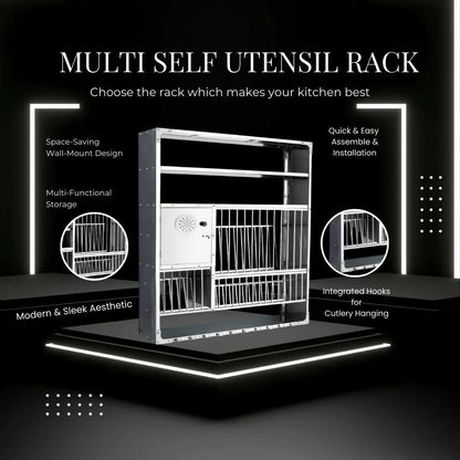 Wall-Mounted Stainless Steel Dish Rack – Heavy-Duty 35×45 cm Storage Organizer