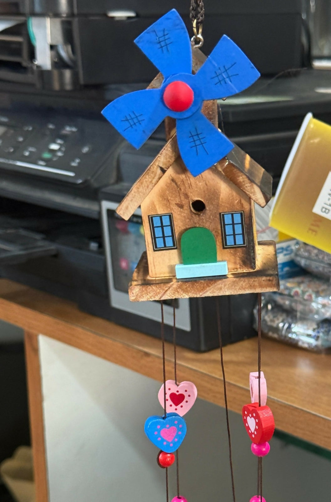 Wooden House Wind Chime with Hanging Bells for Balcony, Garden & Home Decor