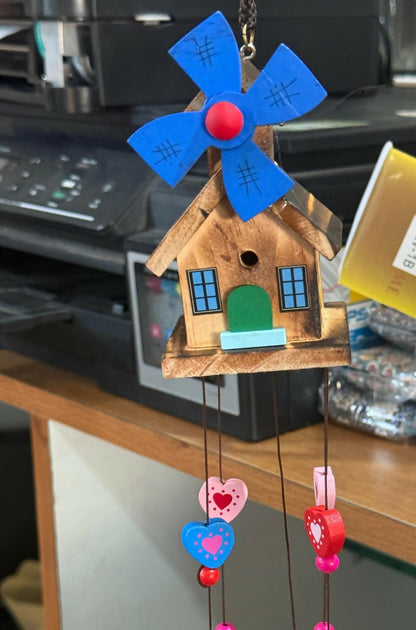 Wooden House Wind Chime with Hanging Bells for Balcony, Garden & Home Decor