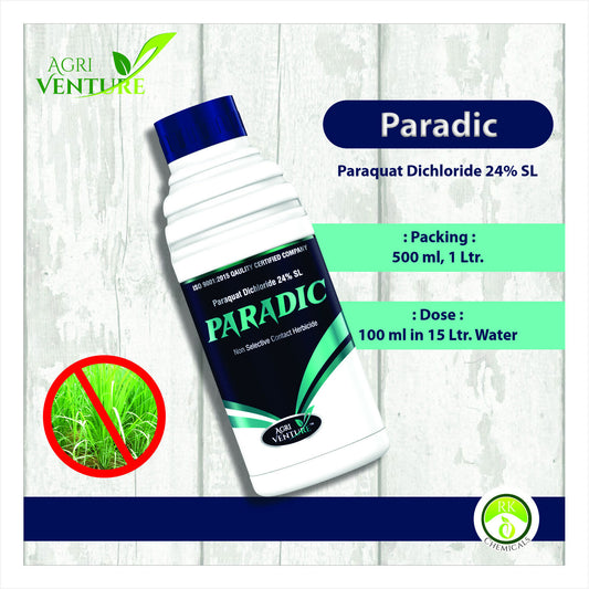 AgriVenturel PARADIC ( Paraquate Dichloride 24 % SL ), Broad Spectrum, Non Selective And Contact Herbicide (1Ltr.)