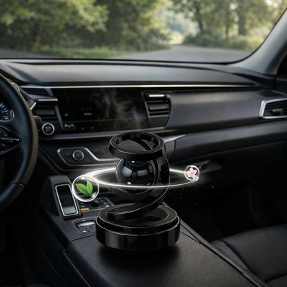 Side view of black aromatic diffuser for car with compact base