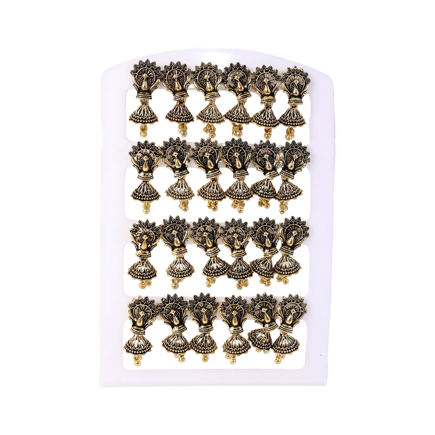 Antique finish floral leaf jhumka earrings set