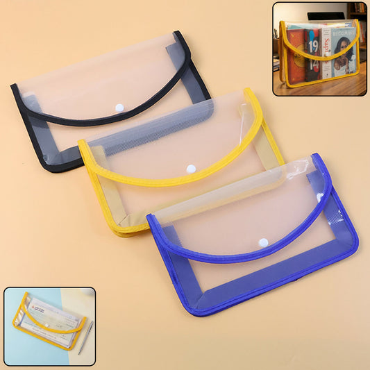 Transparent Document Folder with Button Closure – Multicolour(1 Piece)