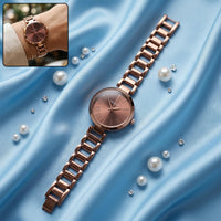 Copper Brown Dial Women’s Premium Metallic Bracelet Watch with Elegant Minimal Analog Designer Display