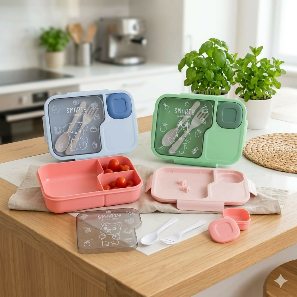 Open Smarty Kids Lunch Box showing multi-compartments