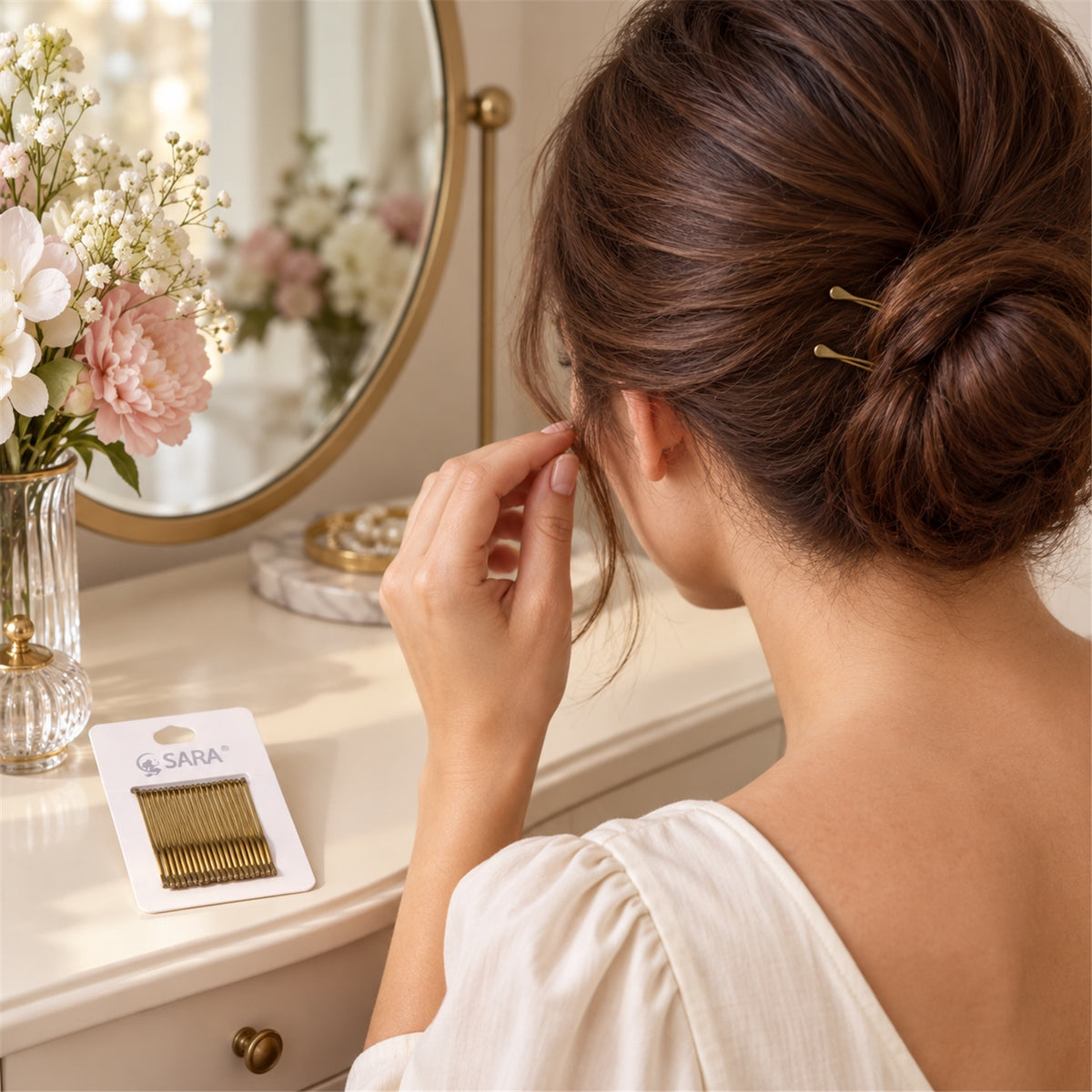 Metal Hair Pins with Rounded Tips for Bun Updo and Everyday Hair Styling (20 Pc)