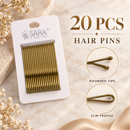 Metal Hair Pins with Rounded Tips for Bun Updo and Everyday Hair Styling (20 Pc)