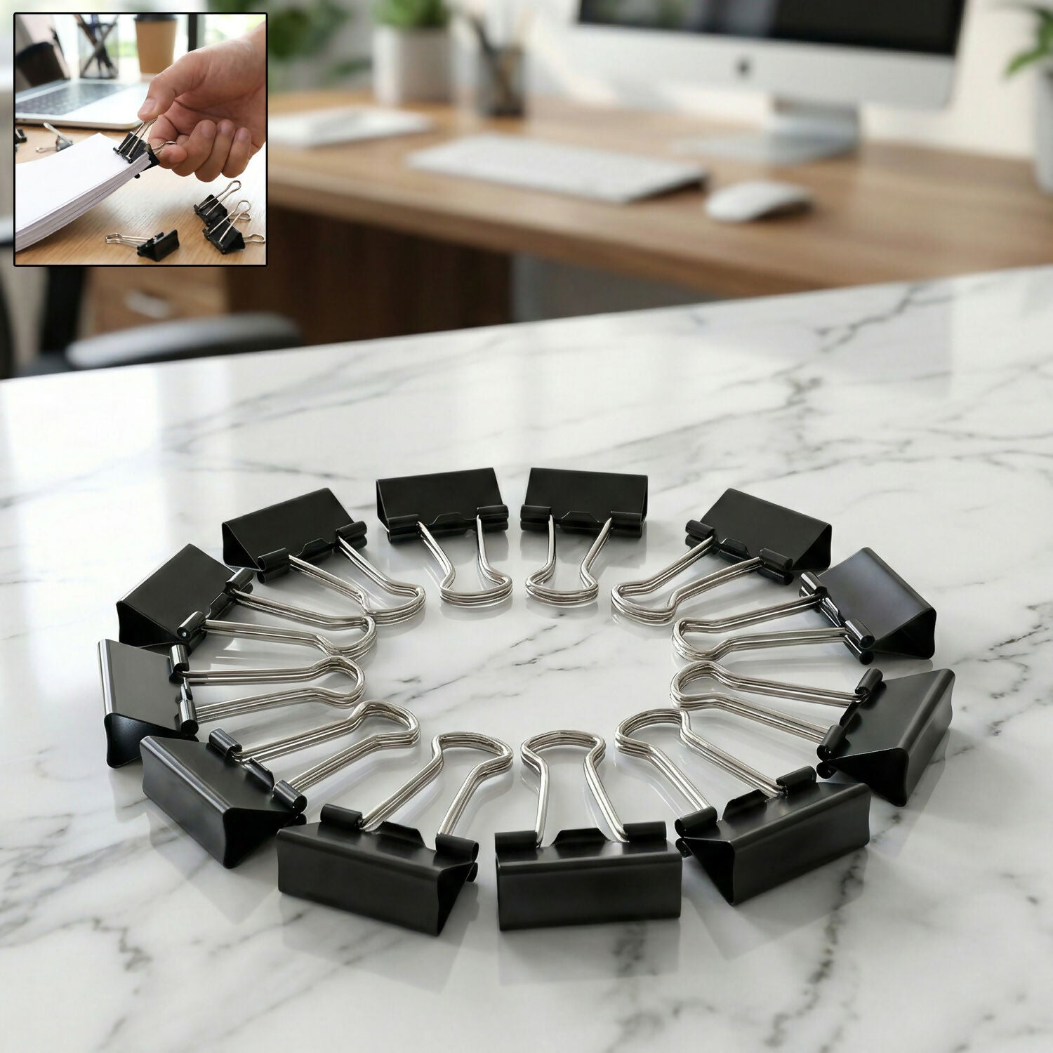 Heavy Duty Binder Clips for Office, School & Home Use Strong Grip Paper Clips Set (25mm/12pcs)