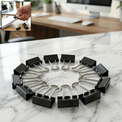 Heavy Duty Binder Clips for Office, School & Home Use Strong Grip Paper Clips Set (25mm/12pcs)