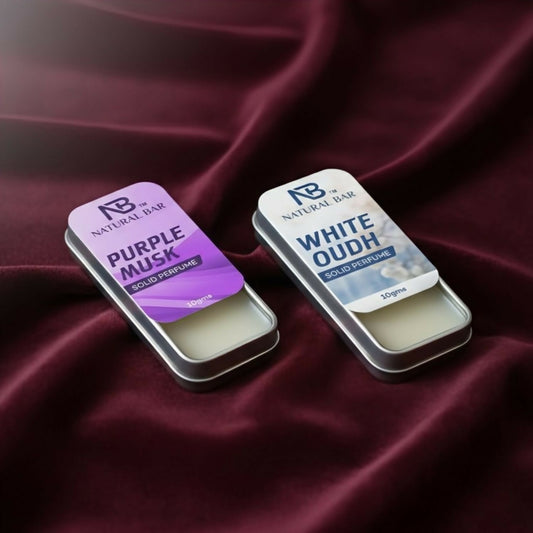 Natural Bar White Oud And Purple Musk Combo Solid Perfume| Alcohol Free Cologne for Men & Women | Strong & Lasting Fragrance | Gifting Set for Him & Her