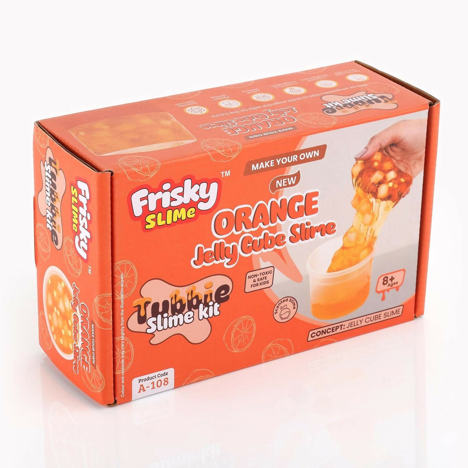 Orange Jelly Cube Slime Making Kit for Kids – DIY Tubbie Slime Kit with Activator