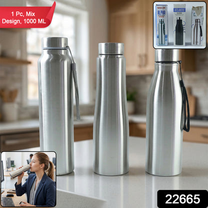 Stainless steel water bottle with secure lid