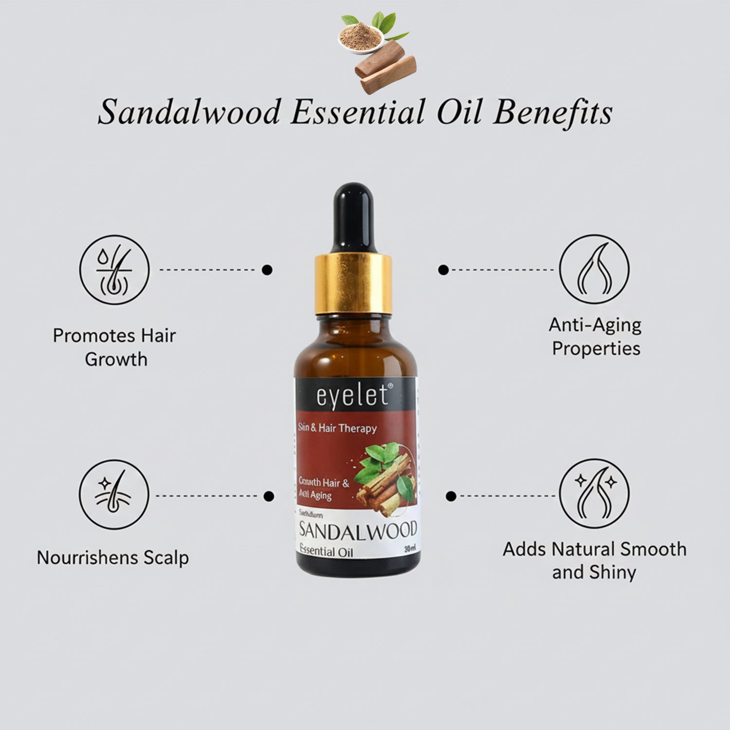 Eyelet Sandalwood Essential Oil for Smooth Skin & Natural Calmness – 30ML