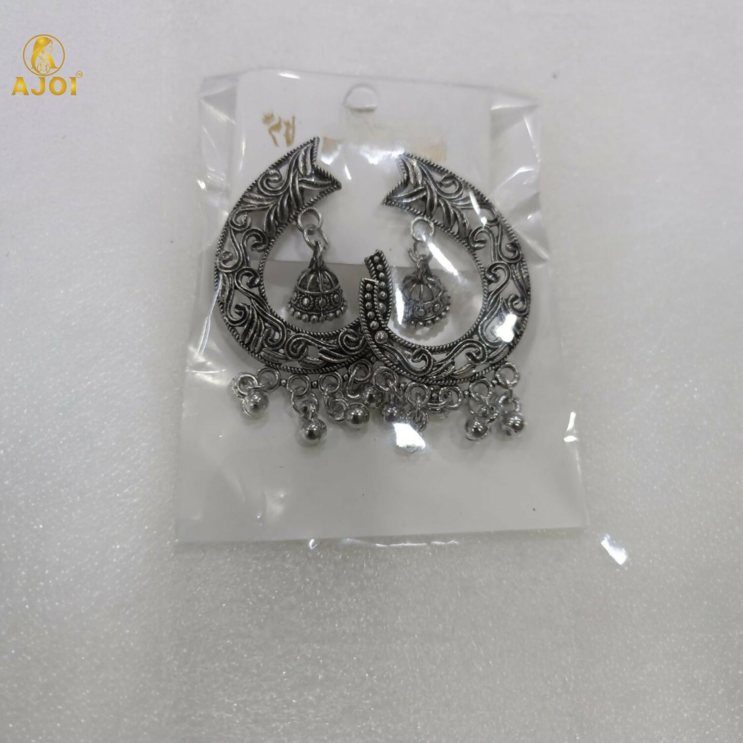 Chandrika Oxidized Silver Jhumka Earrings with Ghungroo Danglers