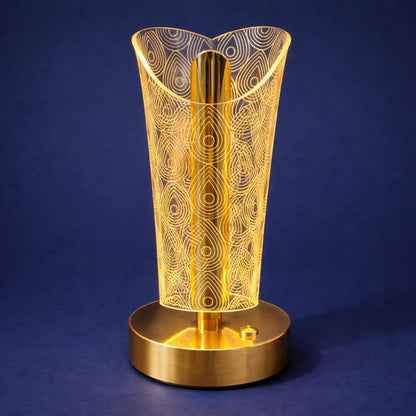 Decorative LED Table Lamp with Pattern Shade Warm Light (Design may vary)