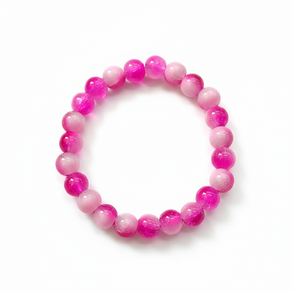 Dual-Tone Pink Beaded Stretch Bracelet
